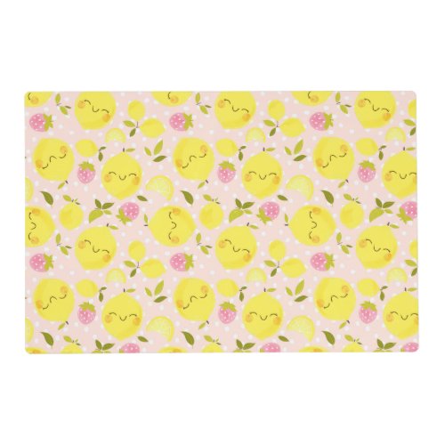 Strawberry Lemon Pink Placemat