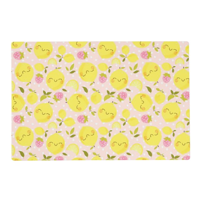 Strawberry Lemon Pink Placemat (Front)