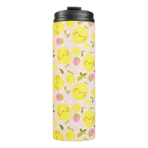 Strawberry Lemon Pink Thermal Tumbler