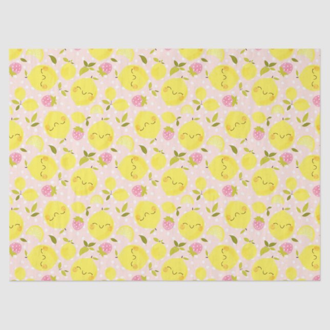 Strawberry Lemon Pink Tissue Paper (Front)