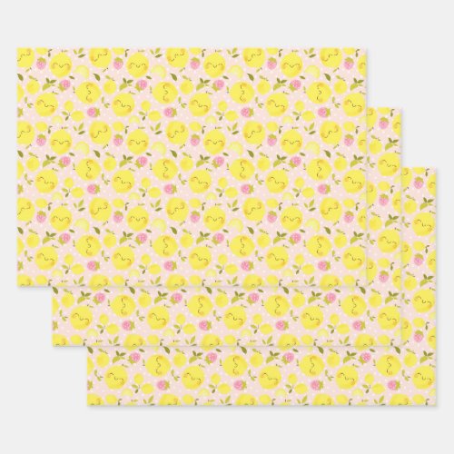 Strawberry Lemon Pink Wrapping Paper