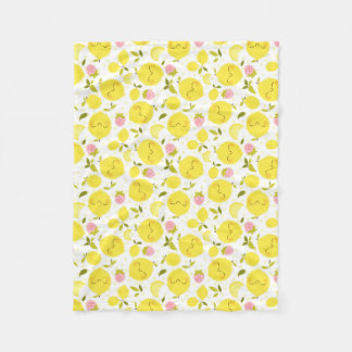 Strawberry Lemon White Fleece Blanket