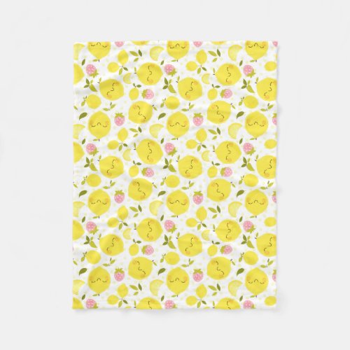 Strawberry Lemon White Fleece Blanket
