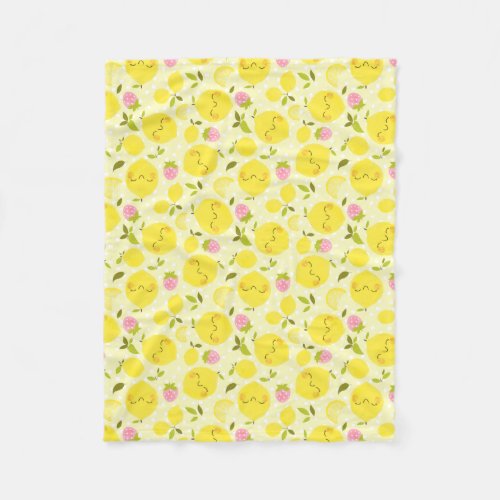 Strawberry Lemon Yellow Fleece Blanket