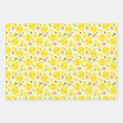 Strawberry Lemon Yellow Wrapping Paper