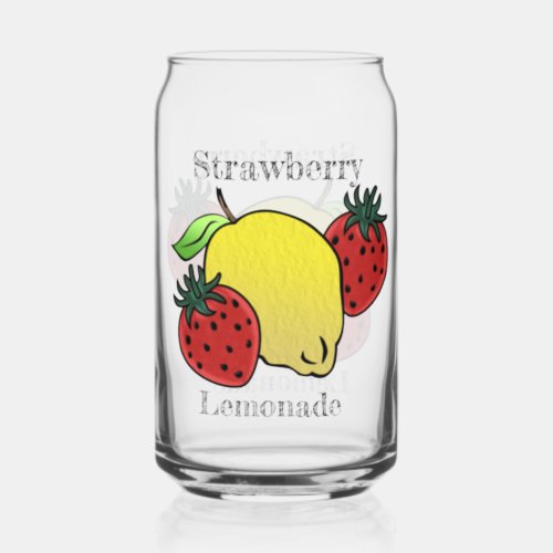 Strawberry Lemonade Personalized Can Glass