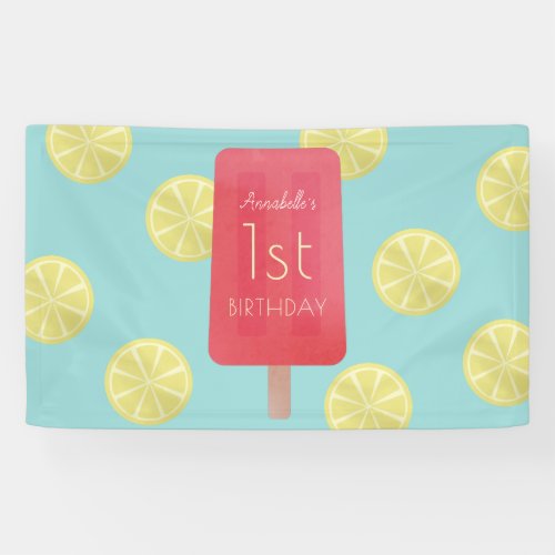 Strawberry Lemonade Popsicle Girl Birthday Banner