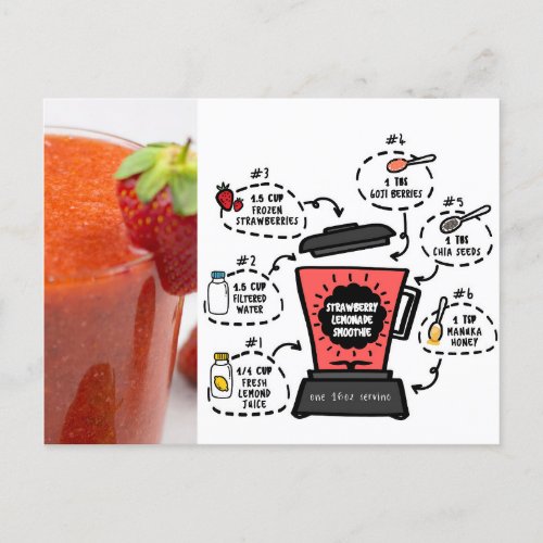 strawberry lemonade smoothie recipe postcard