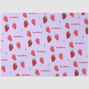 Strawberry Letter S on Purple Alphabet pattern Tissue Paper