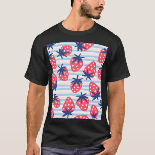 Strawberry Line Art: Sweet Seamless Pattern T-Shirt