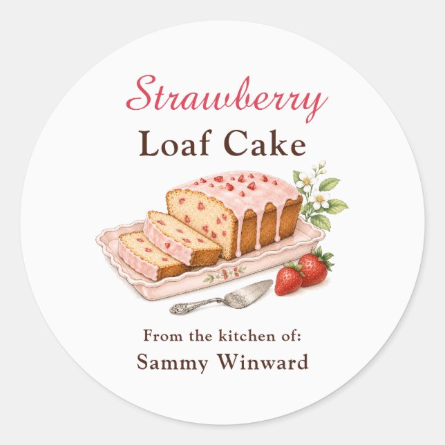 Strawberry Loaf Cake Gift Label (Front)