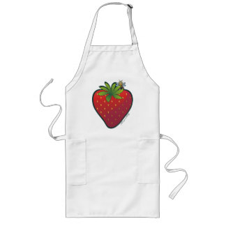 Strawberry Long Apron White