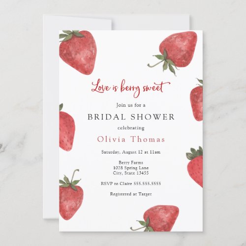 Strawberry Love is Sweet Bridal Shower Invitation