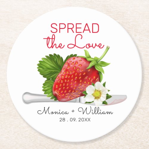Strawberry Love Round Paper Coaster
