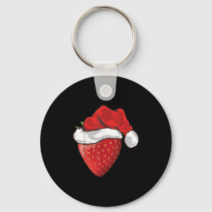 Strawberry Lover Gift Santa Hat Strawberry Christm Keychain