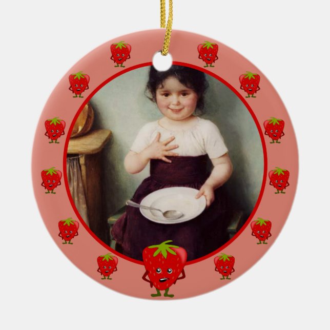 Strawberry Lover - Toon strawberries frame custom  Ceramic Ornament (Front)