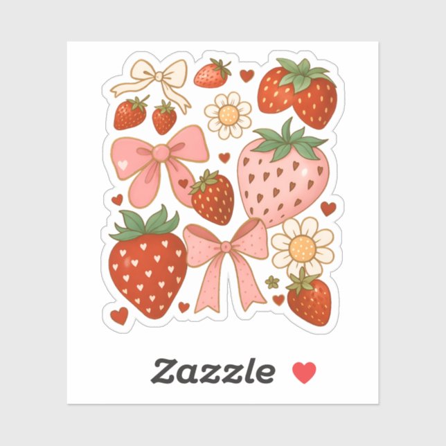Strawberry Lovers Cute Fruit Festive Sticker (Sheet)