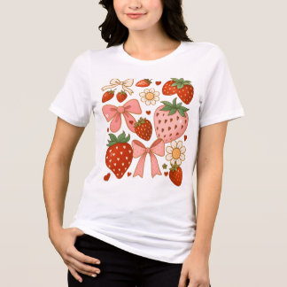 Strawberry Lovers Cute Fruit Festive Tri-Blend Shirt