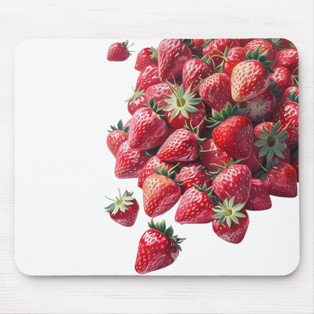 Strawberry Lovers – Scattered Handful Fruit Patter Mouse Pad (Front)