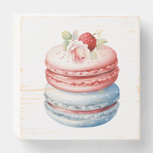 Strawberry Macaron Wooden Wall Art Pastel Kitchen Box Sign