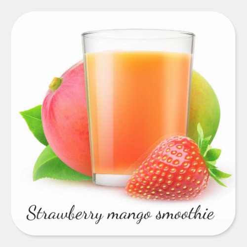 Strawberry mango smoothie square sticker