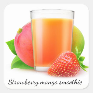 Strawberry mango smoothie square sticker