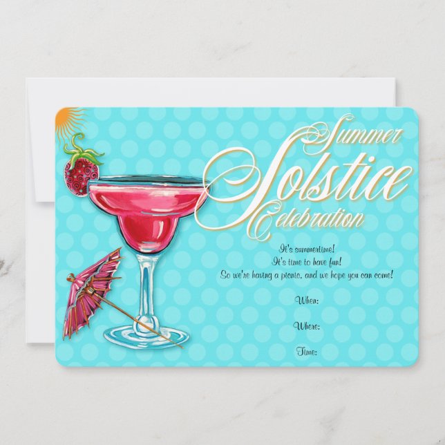 Strawberry Marguerita Summer Solstice Invitation (Front)
