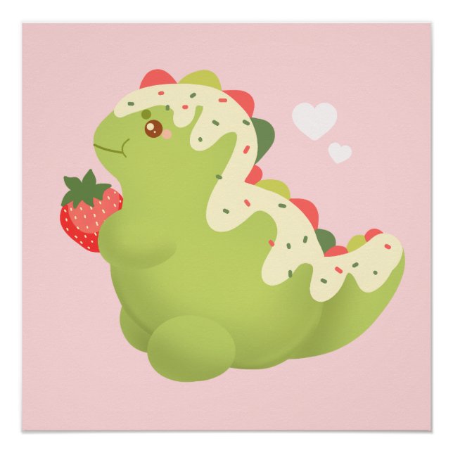 Strawberry Matcha Dinosaur  Poster (Front)