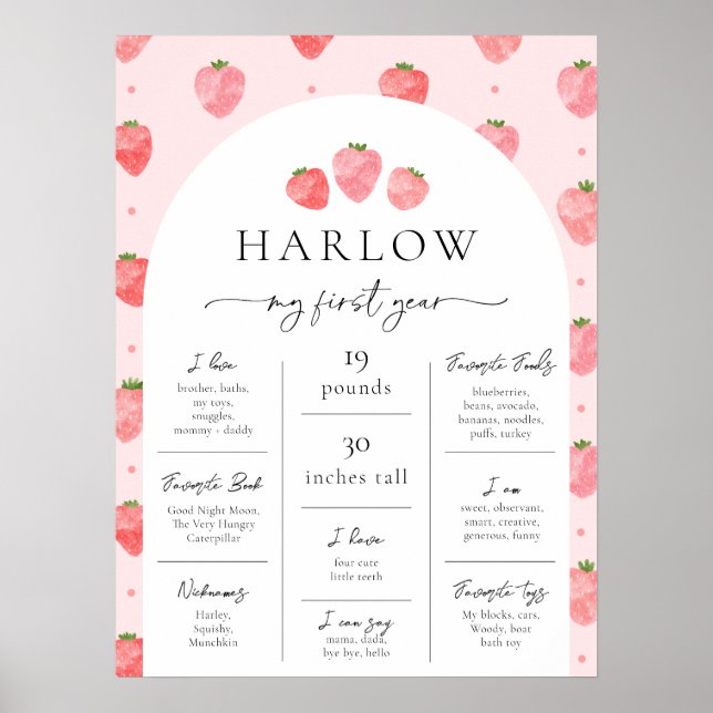 Strawberry Milestone Poster | Berry First (Front)