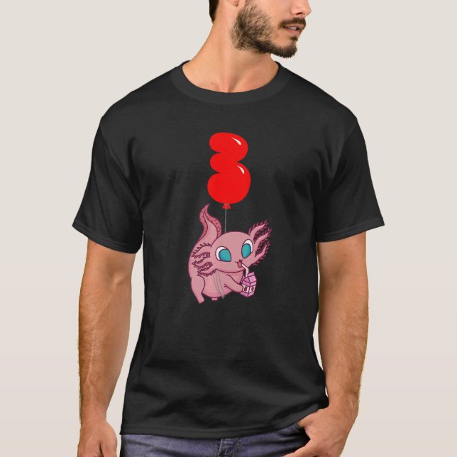 Strawberry Milk Axolotl  3rd Birthday  Kids Balloo T-Shirt (Front)