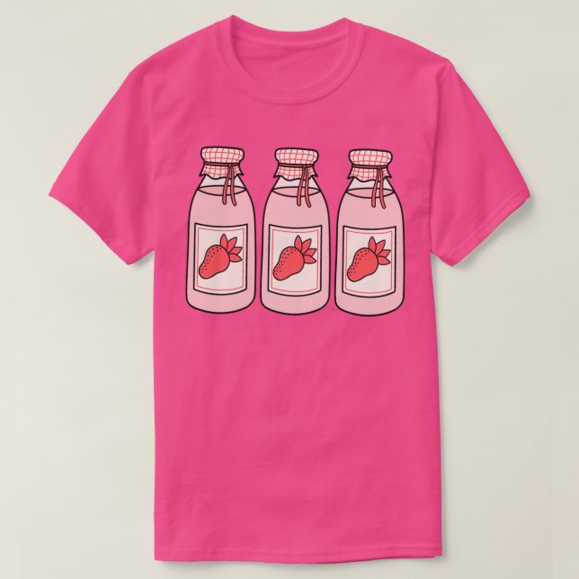 Strawberry Milk Bottles  T-Shirt (Design Front)