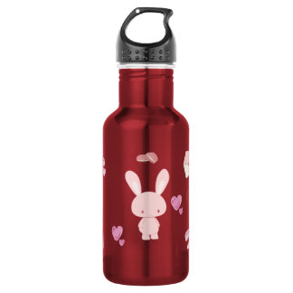 Strawberry Milk Bunny Cute Pastel Pink Stainless Steel Water Bottle