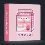 Strawberry Milk Carton 3 Ring Binder<br><div class="desc">Super cute strawberry milk carton with milk mustache. You can edit the text on the spine,  try adding your name or your favorite funny saying.</div>