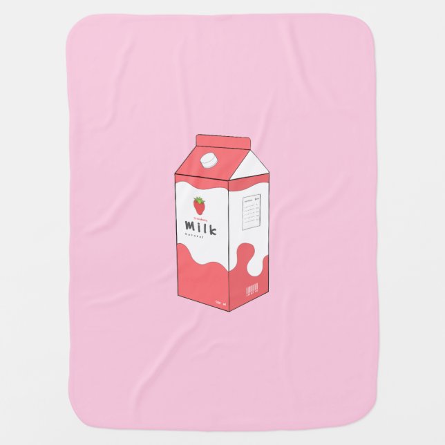 Strawberry Milk Carton Baby Blanket (Front)