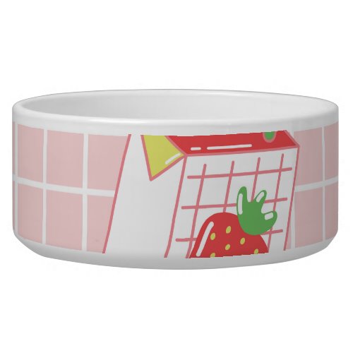 Strawberry Milk Cartoons Playful Patterns Bowl
