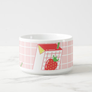 Strawberry Milk Cartoons: Playful Patterns Bowl