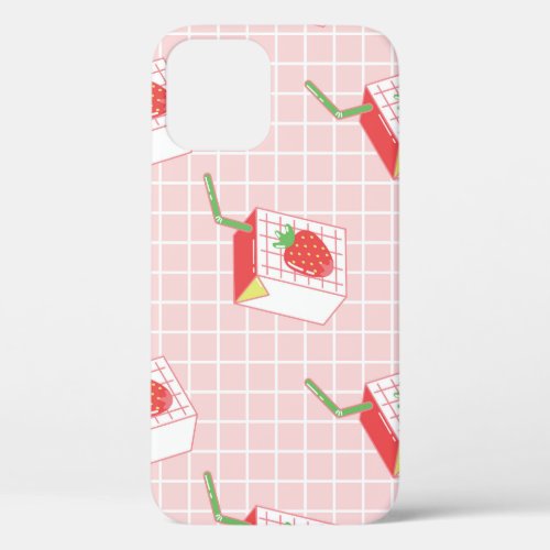 Strawberry Milk Cartoons Playful Patterns iPhone 12 Case