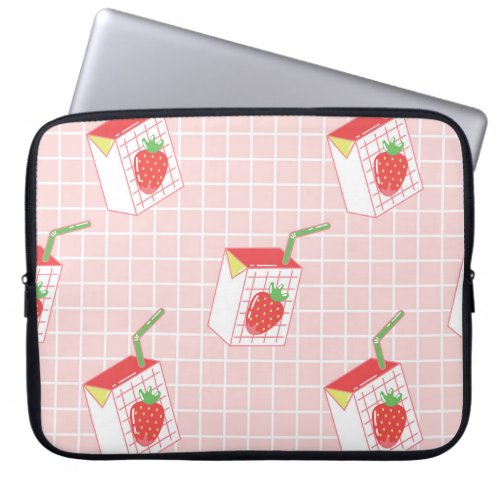 Strawberry Milk Cartoons Playful Patterns Laptop Sleeve