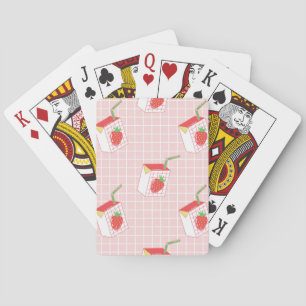 Strawberry Milk Cartoons: Playful Patterns Poker Cards