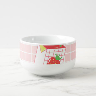 Strawberry Milk Cartoons: Playful Patterns Soup Mug