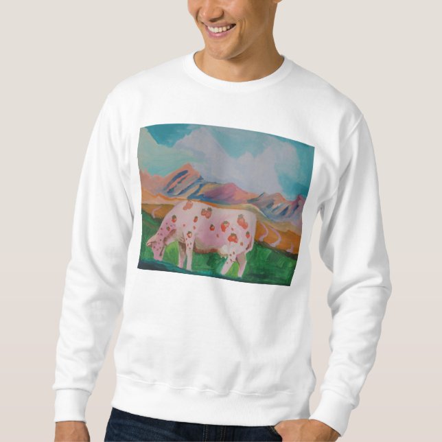 Strawberry Milk Cow by Stephen R. Sweatshirt (Front)