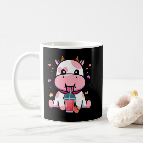 Strawberry Milk Cute Kawaii Aesthetic Pink Cow Coffee Mug