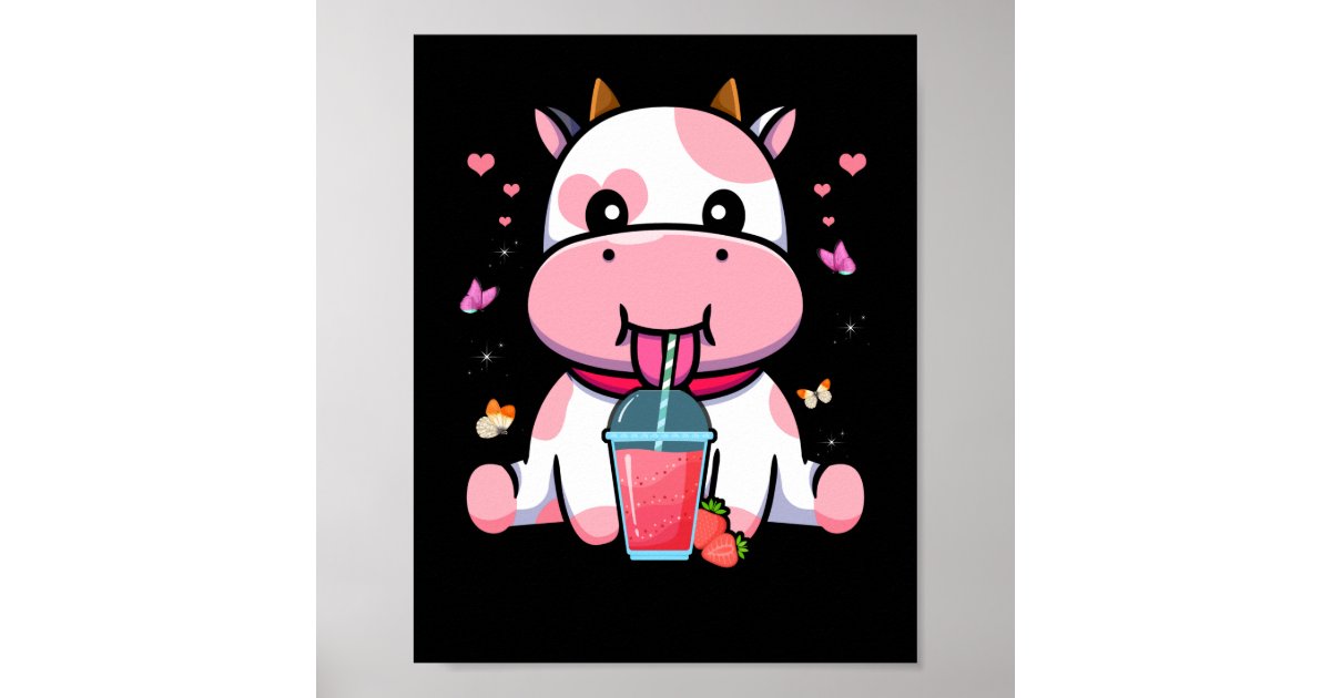 Strawberry Cow kawaii Greeting Card for Sale by MayBK
