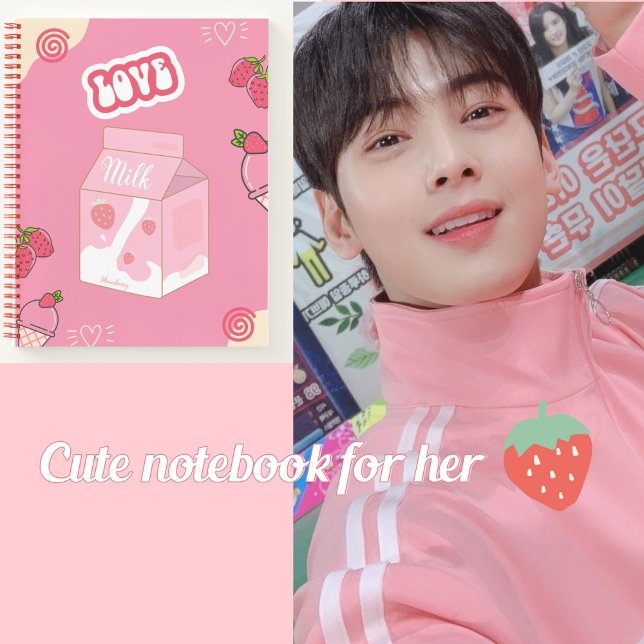 Strawberry milk cute 💗🥛🍓 notebook (Creator Uploaded)