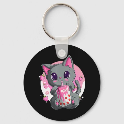 Strawberry Milk  For Women Girls Kawaii Anime Cat  Keychain