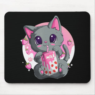 Strawberry Milk  For Women Girls Kawaii Anime Cat  Mouse Pad