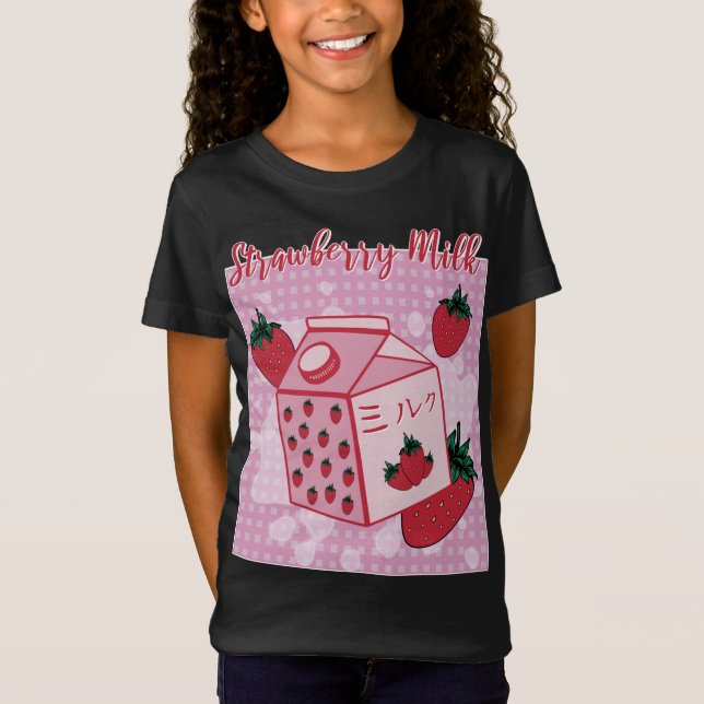 Strawberry Milk Japanese Retro 90s Anime Fruit Aes T-Shirt (Front)