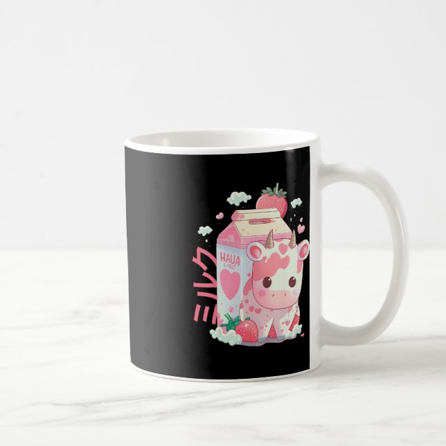Strawberry Milk Milkshake Cow Carton Cute Kawaii J Coffee Mug (Right)
