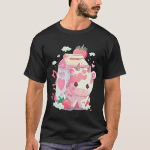 Strawberry Milk Milkshake Cow Carton Cute Kawaii J T-Shirt