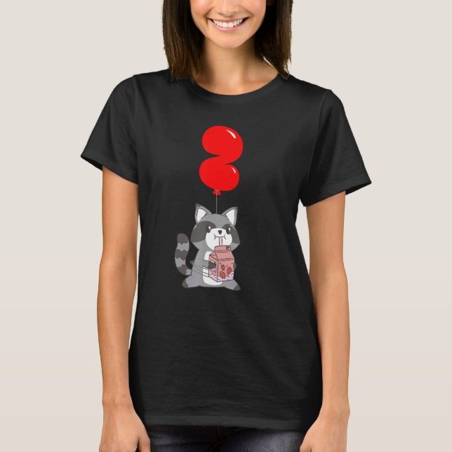 Strawberry Milk Raccoon   2nd Birthday   Kids Ball T-Shirt (Front)